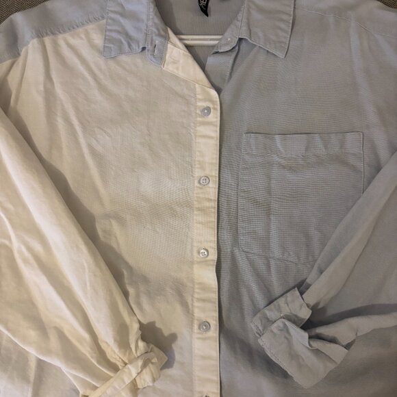 PIECES Oversized Two-Tone Shirt – Size S - Picture 3 of 7